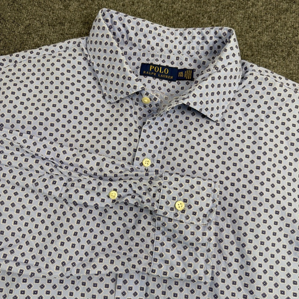 Polo Ralph Lauren Long Sleeve Button Up Shirt Men‎ Cotton Blue 2XL Floral Print